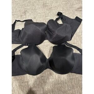 Lot of 2 Cacique Black Smooth Boost Balconette Bras Underwire 44H Lane Bryant